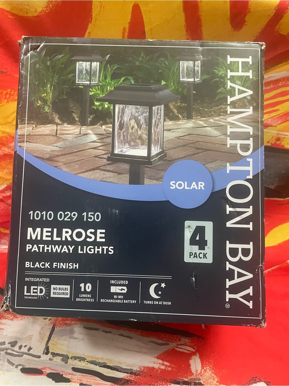 Set of 4 Hampton Bay Melrose Solar Pathway Lights Black 1010 029 150
